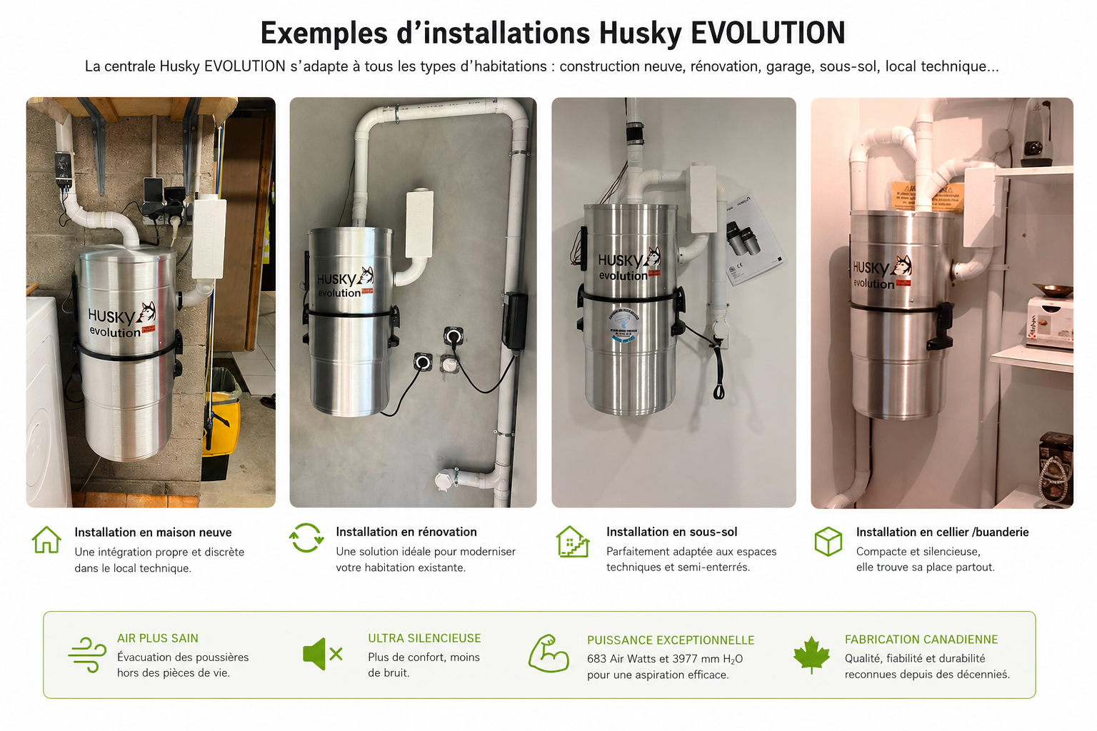 Installations aspiration centralisée Husky Evolution